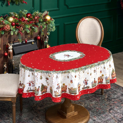 Скатерть овальная " ЩЕЛКУНЧИК" ,140х180см ,красный, 100% хлопок ,твил LEFARD 850-762-4-13