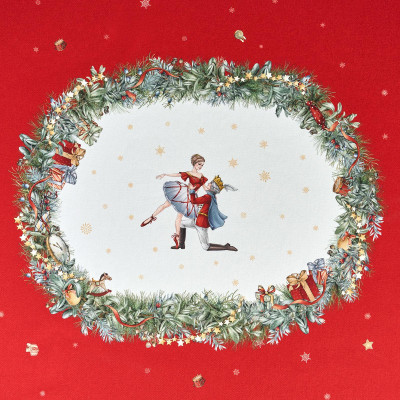 Скатерть овальная " ЩЕЛКУНЧИК" ,140х180см ,красный, 100% хлопок ,твил LEFARD 850-762-4-15