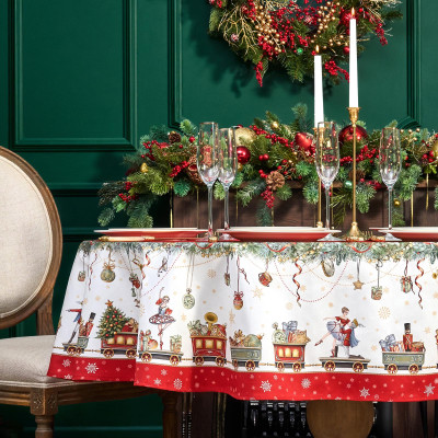 Скатерть овальная " ЩЕЛКУНЧИК" ,140х180см ,красный, 100% хлопок ,твил LEFARD 850-762-4-3