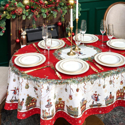 Скатерть овальная " ЩЕЛКУНЧИК" ,140х180см ,красный, 100% хлопок ,твил LEFARD 850-762-4-4