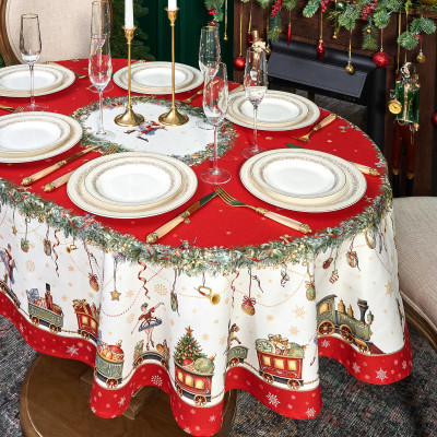 Скатерть овальная " ЩЕЛКУНЧИК" ,140х180см ,красный, 100% хлопок ,твил LEFARD 850-762-4-7