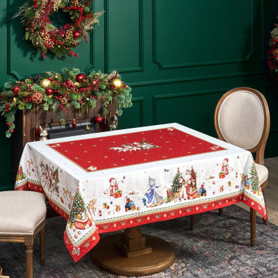 Скатерть "С НОВЫМ ГОДОМ" 140х180см, красный, 100% хлопок,твил пропитка LEFARD 850-763-2-11