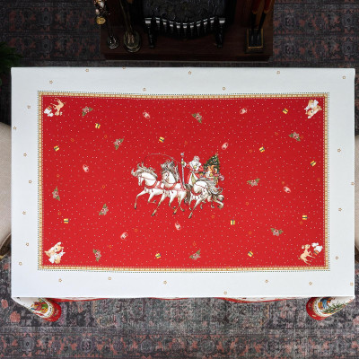 Скатерть "С НОВЫМ ГОДОМ" 140х180см, красный, 100% хлопок,твил пропитка LEFARD 850-763-2-12