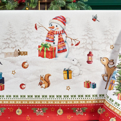 Скатерть "С НОВЫМ ГОДОМ" 140х180см, красный, 100% хлопок,твил пропитка LEFARD 850-763-2-14