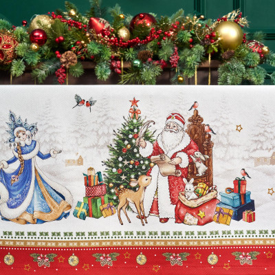 Скатерть "С НОВЫМ ГОДОМ" 140х180см, красный, 100% хлопок,твил пропитка LEFARD 850-763-2-15