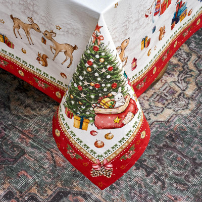 Скатерть "С НОВЫМ ГОДОМ" 140х180см, красный, 100% хлопок,твил пропитка LEFARD 850-763-2-16