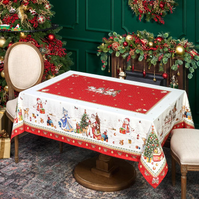 Скатерть "С НОВЫМ ГОДОМ" 140х180см, красный, 100% хлопок,твил пропитка LEFARD 850-763-2-1