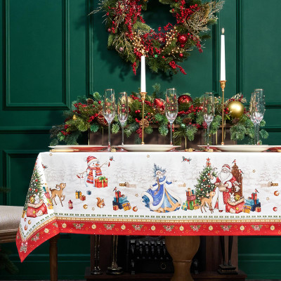 Скатерть "С НОВЫМ ГОДОМ" 140х180см, красный, 100% хлопок,твил пропитка LEFARD 850-763-2-3