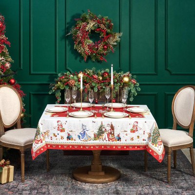 Скатерть "С НОВЫМ ГОДОМ" 140х180см, красный, 100% хлопок,твил пропитка LEFARD 850-763-2