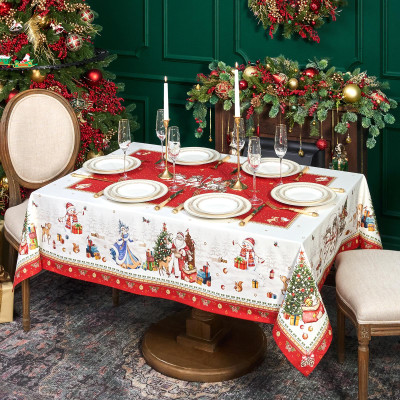 Скатерть "С НОВЫМ ГОДОМ" 140х180см, красный, 100% хлопок,твил пропитка LEFARD 850-763-2-4