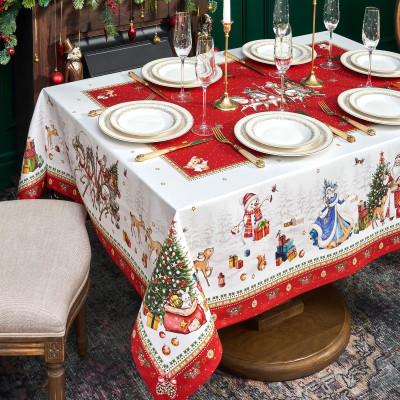 Скатерть "С НОВЫМ ГОДОМ" 140х180см, красный, 100% хлопок,твил пропитка LEFARD 850-763-2-7