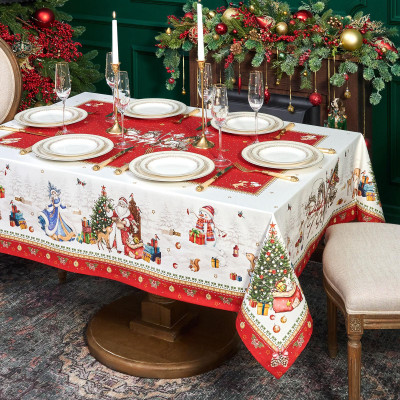 Скатерть "С НОВЫМ ГОДОМ" 140х180см, красный, 100% хлопок,твил пропитка LEFARD 850-763-2-8