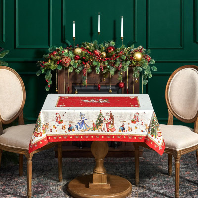 Скатерть "С НОВЫМ ГОДОМ" 110х140см ,красный, 100% хлопок,твил пропитка LEFARD 850-763-20