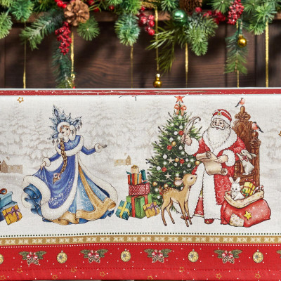 Скатерть "С НОВЫМ ГОДОМ" 110х140см ,красный, 100% хлопок,твил пропитка LEFARD 850-763-20-4