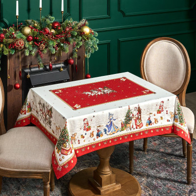 Скатерть "С НОВЫМ ГОДОМ" 110х140см ,красный, 100% хлопок,твил пропитка LEFARD 850-763-20-5