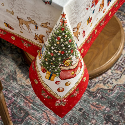 Скатерть "С НОВЫМ ГОДОМ" 110х140см ,красный, 100% хлопок,твил пропитка LEFARD 850-763-20-7