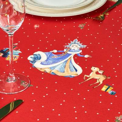 Скатерть "С НОВЫМ ГОДОМ" 140х300см ,красный, 100% хлопок,твил пропитка LEFARD 850-763-22-11