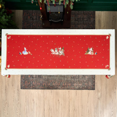 Скатерть "С НОВЫМ ГОДОМ" 140х300см ,красный, 100% хлопок,твил пропитка LEFARD 850-763-22-17