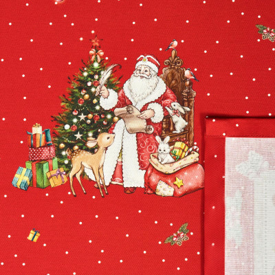 Скатерть "С НОВЫМ ГОДОМ" 140х300см ,красный, 100% хлопок,твил пропитка LEFARD 850-763-22-2