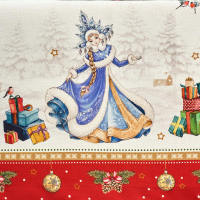 Скатерть "С НОВЫМ ГОДОМ" 140х300см ,красный, 100% хлопок,твил пропитка LEFARD 850-763-22-6
