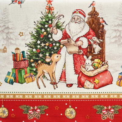 Скатерть "С НОВЫМ ГОДОМ" 140х300см ,красный, 100% хлопок,твил пропитка LEFARD 850-763-22-7