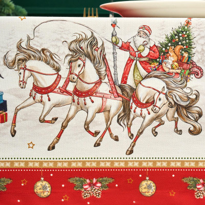 Скатерть "С НОВЫМ ГОДОМ" 140х300см ,красный, 100% хлопок,твил пропитка LEFARD 850-763-22-8