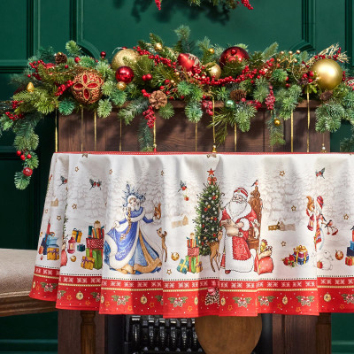 Скатерть круглая "С НОВЫМ ГОДОМ"150 см ,красный, 100% хлопок ,твил LEFARD 850-763-24-12