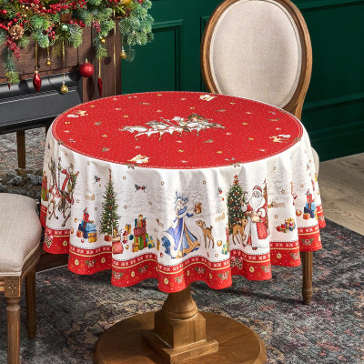 Скатерть круглая "С НОВЫМ ГОДОМ"150 см ,красный, 100% хлопок ,твил LEFARD 850-763-24-1