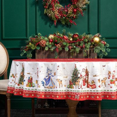 Скатерть круглая "С НОВЫМ ГОДОМ" 190см ,красный, 100% хлопок, твил, с пропиткой LEFARD 850-763-25-12