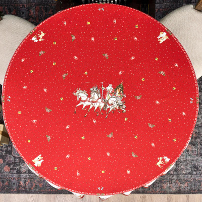 Скатерть круглая "С НОВЫМ ГОДОМ" 190см ,красный, 100% хлопок, твил, с пропиткой LEFARD 850-763-25-13