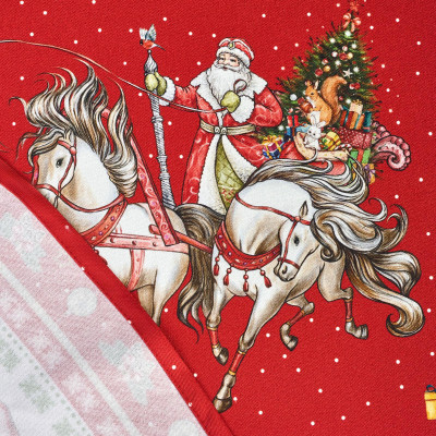 Скатерть круглая "С НОВЫМ ГОДОМ" 190см ,красный, 100% хлопок, твил, с пропиткой LEFARD 850-763-25-2