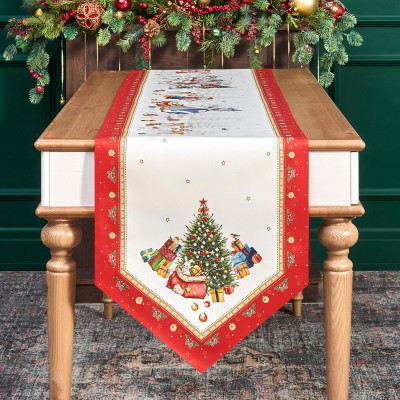 Дорожка "С НОВЫМ ГОДОМ "45х300см ,красный, 100% хлопок,твил пропитка LEFARD 850-763-32-5