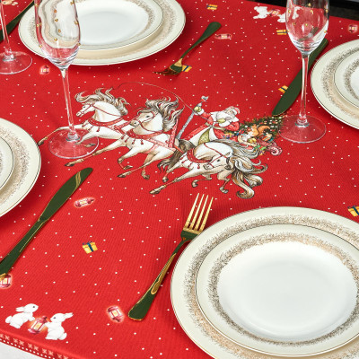 Скатерть овальная "С НОВЫМ ГОДОМ" ,140х180см ,красный, 100% хлопок ,твил LEFARD 850-763-4-10