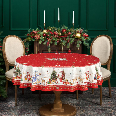 Скатерть овальная "С НОВЫМ ГОДОМ" ,140х180см ,красный, 100% хлопок ,твил LEFARD 850-763-4-11