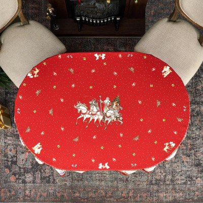 Скатерть овальная "С НОВЫМ ГОДОМ" ,140х180см ,красный, 100% хлопок ,твил LEFARD 850-763-4-13