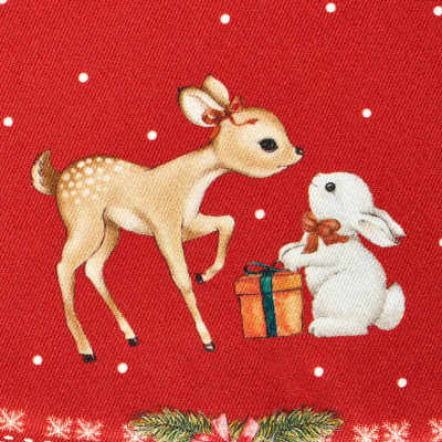 Скатерть овальная "С НОВЫМ ГОДОМ" ,140х180см ,красный, 100% хлопок ,твил LEFARD 850-763-4-16