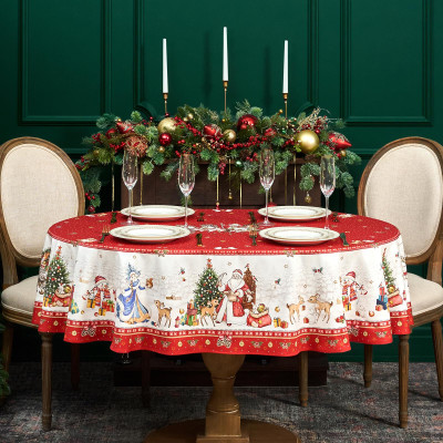 Скатерть овальная "С НОВЫМ ГОДОМ" ,140х180см ,красный, 100% хлопок ,твил LEFARD 850-763-4