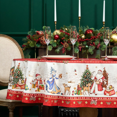 Скатерть овальная "С НОВЫМ ГОДОМ" ,140х180см ,красный, 100% хлопок ,твил LEFARD 850-763-4-4