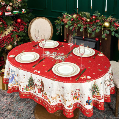 Скатерть овальная "С НОВЫМ ГОДОМ" ,140х180см ,красный, 100% хлопок ,твил LEFARD 850-763-4-5