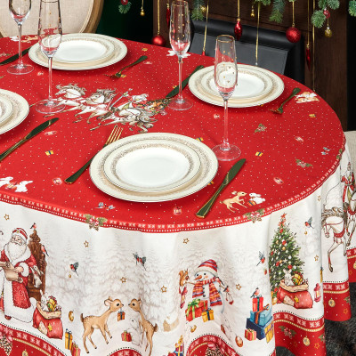 Скатерть овальная "С НОВЫМ ГОДОМ" ,140х180см ,красный, 100% хлопок ,твил LEFARD 850-763-4-6