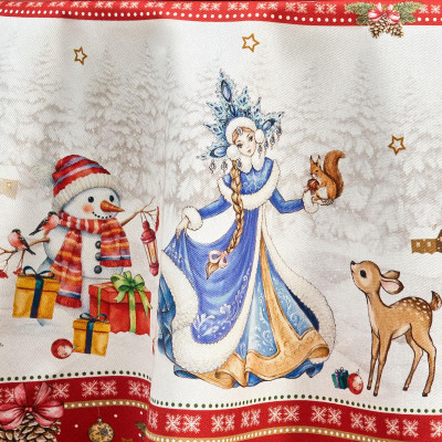 Скатерть овальная "С НОВЫМ ГОДОМ" ,140х180см ,красный, 100% хлопок ,твил LEFARD 850-763-4-7