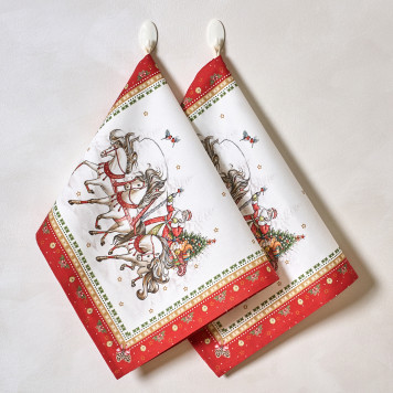 Набор полотенец из 2 шт " С НОВЫМ ГОДОМ " , 40х60см, 100% хлопок, красный, твил, LEFARD 850-763-6-3