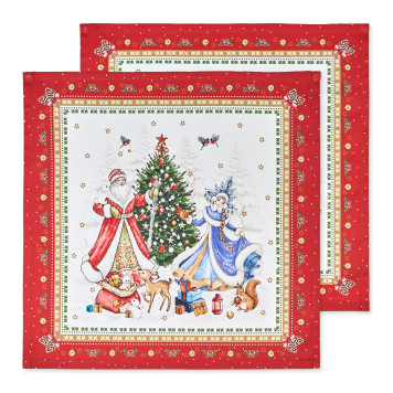 Набор салфеток из 2-х шт " С НОВЫМ ГОДОМ" , 40х40см, 100% хлопок, красный, твил, LEFARD 850-763-8