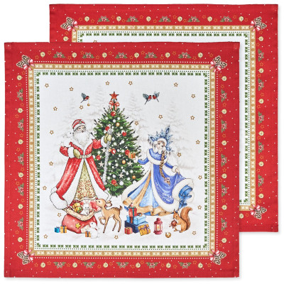 Набор салфеток из 2-х шт " С НОВЫМ ГОДОМ" , 40х40см, 100% хлопок, красный, твил, LEFARD 850-763-8