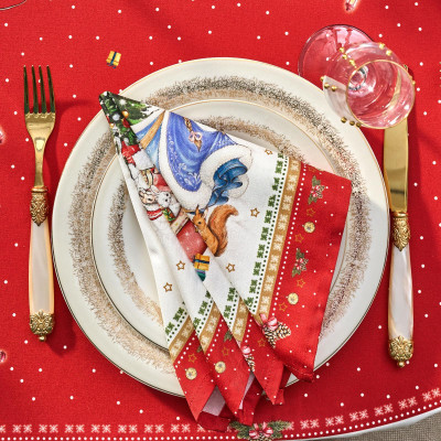 Набор салфеток из 2-х шт " С НОВЫМ ГОДОМ" , 40х40см, 100% хлопок, красный, твил, LEFARD 850-763-8-7