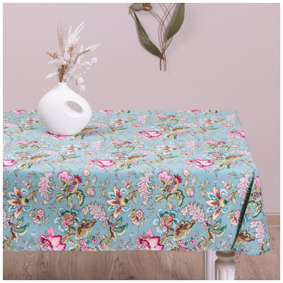Скатерть "РАЙСКИЙ САД" 140х180 см, 100% хлопок,бирюза, LEFARD 850-818-23-1