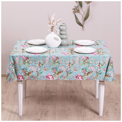 Скатерть "РАЙСКИЙ САД" 140х180 см, 100% хлопок,бирюза, LEFARD 850-818-23