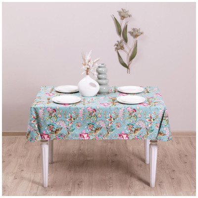 Скатерть "РАЙСКИЙ САД" 140х180 см, 100% хлопок,бирюза, LEFARD 850-818-23-5
