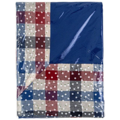 Скатерть " ИНДИГО" , 140х180см, 100% хлопок, синий+клетка, LEFARD 850-883-2-3