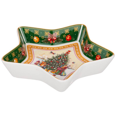 Блюдо-звезда "ЕЛКА" 17,5*17,5*3,5 см зеленое (кор=36шт.) LEFARD 85-1610-1